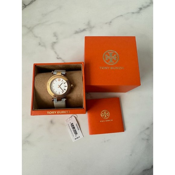 Tory Burch Accessories - TORY BURCH Women’s White Leather Band Watch with Box